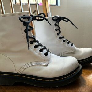 Dr. Martens White Combat Boots with Black Laces